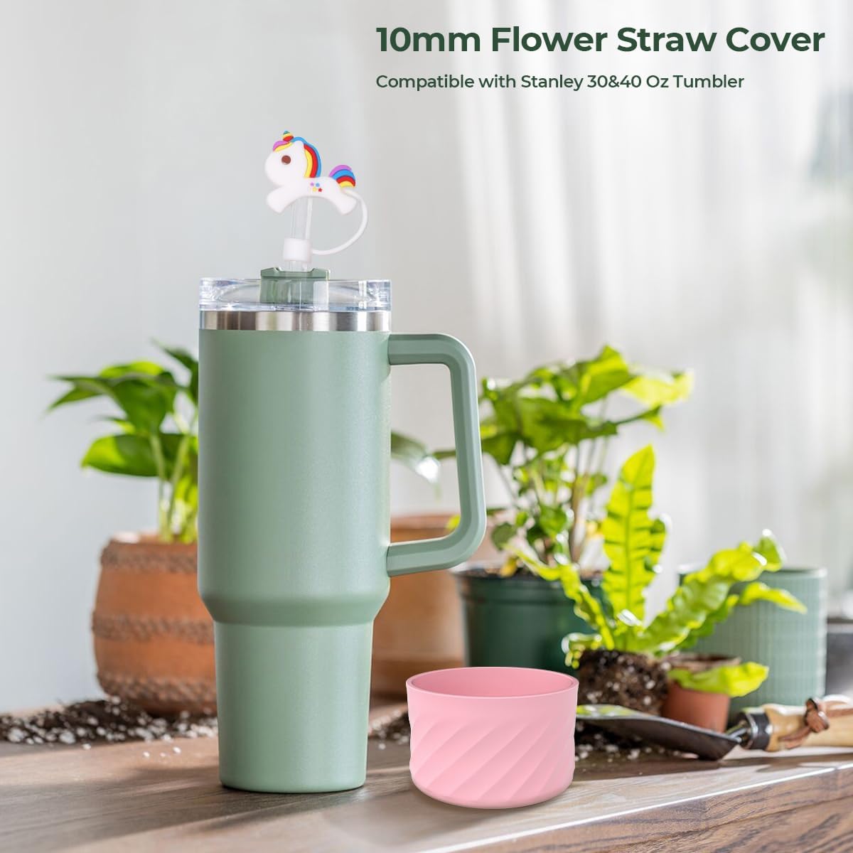 Adorable Unicorn Silicone Straw Topper for Stanley 30 & 40 Oz - BPA Free, Portable, Perfect for Outdoor Activities