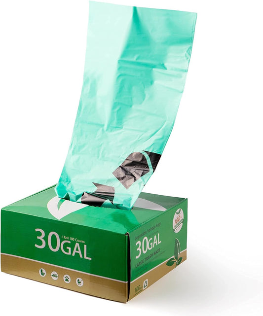 Eco-Friendly 30 Gallon Compostable Trash Bags, 100 Count - Perfect for Kitchen and Yard