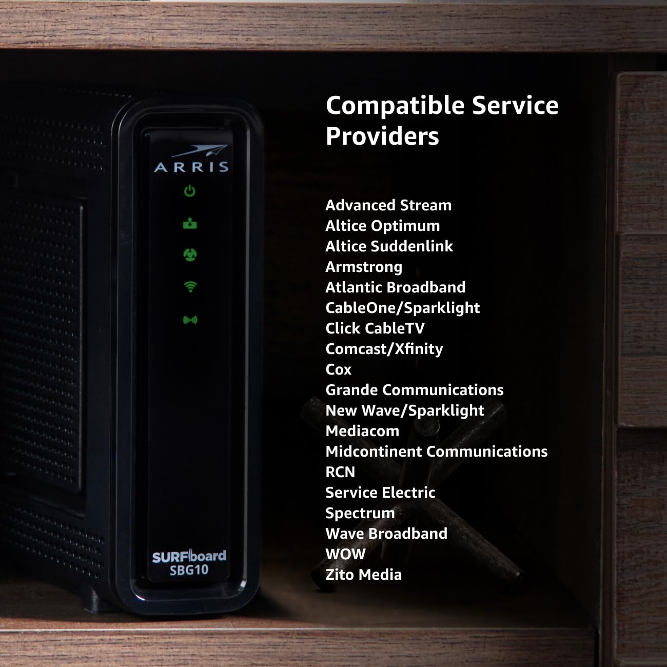 ARRIS SURFboard SBG10 DOCSIS 3.0 Cable Modem and AC1600 Dual Band Wi-Fi Router Combo (Renewed)