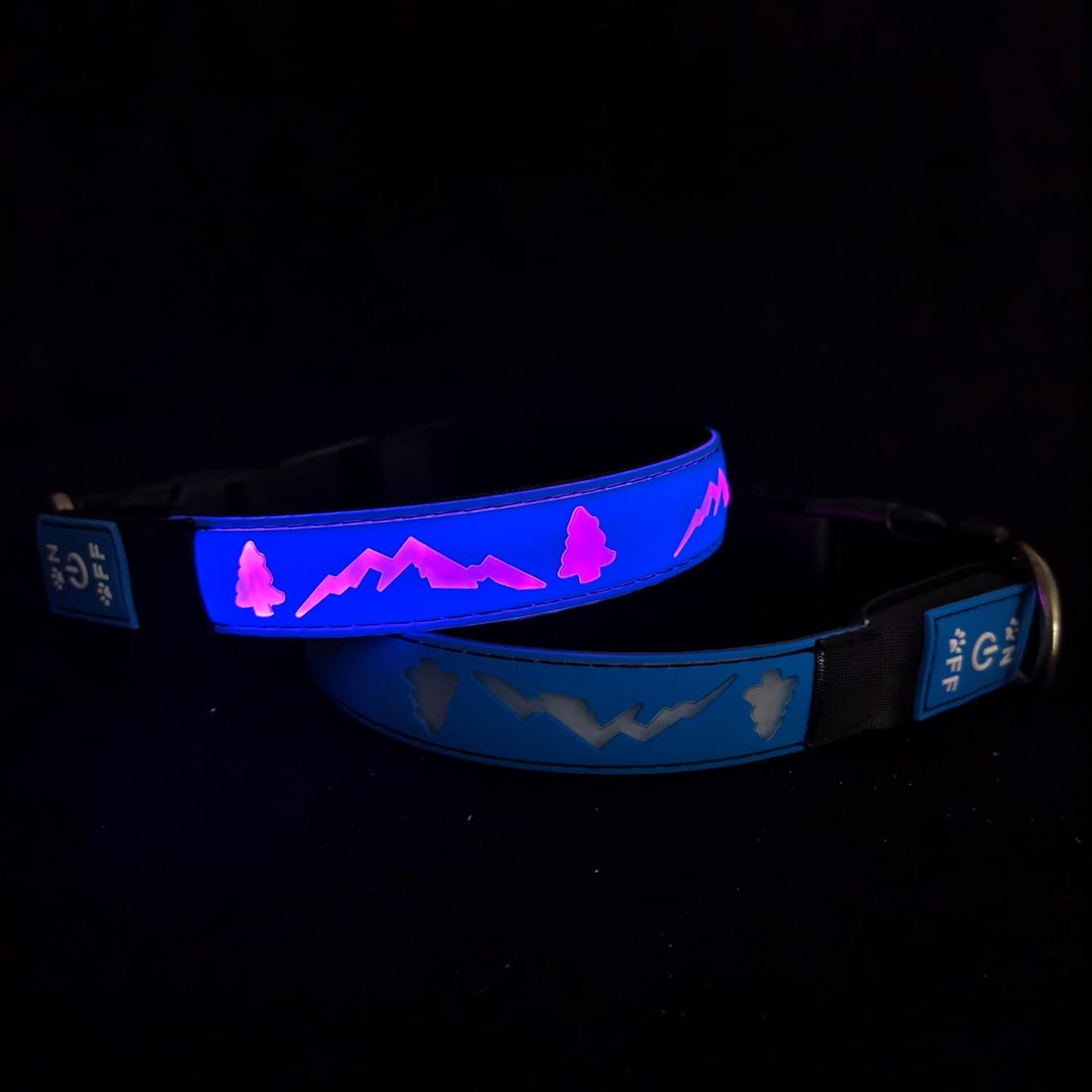 Blue LED Light-Up Dog Collar with USB-C, Adjustable and Rechargeable - Medium (15.7"-19.7")