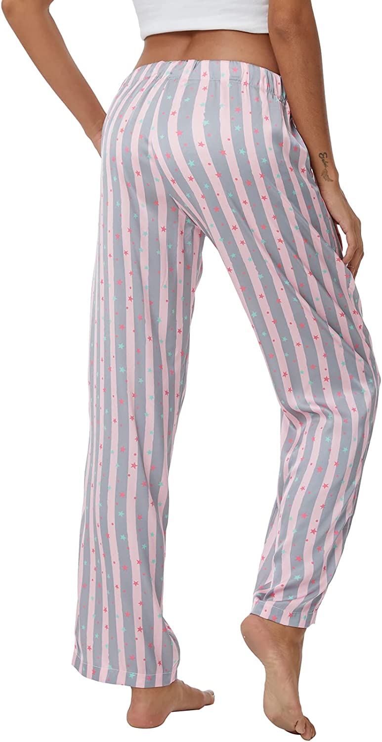 Satin Silk High Waist Wide Leg Drawstring Pajama Bottoms/Lounge Pants