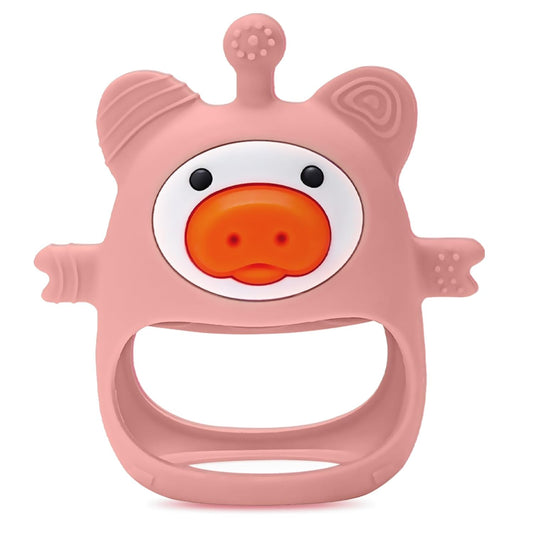 Pink Pig Baby Teether: Soothe Teething Pain with Safe, Soft Silicone for 0-6 Months