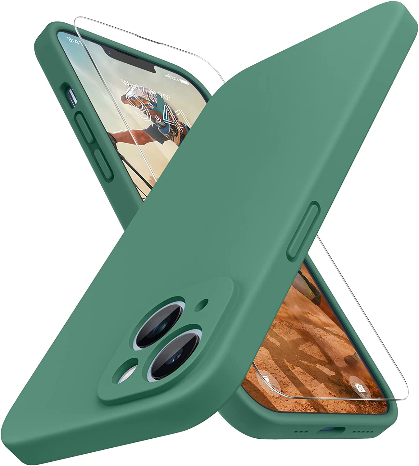 6.1" iPhone 14 Liquid Silicone Case w/ Microfiber Lining & Screen Protector