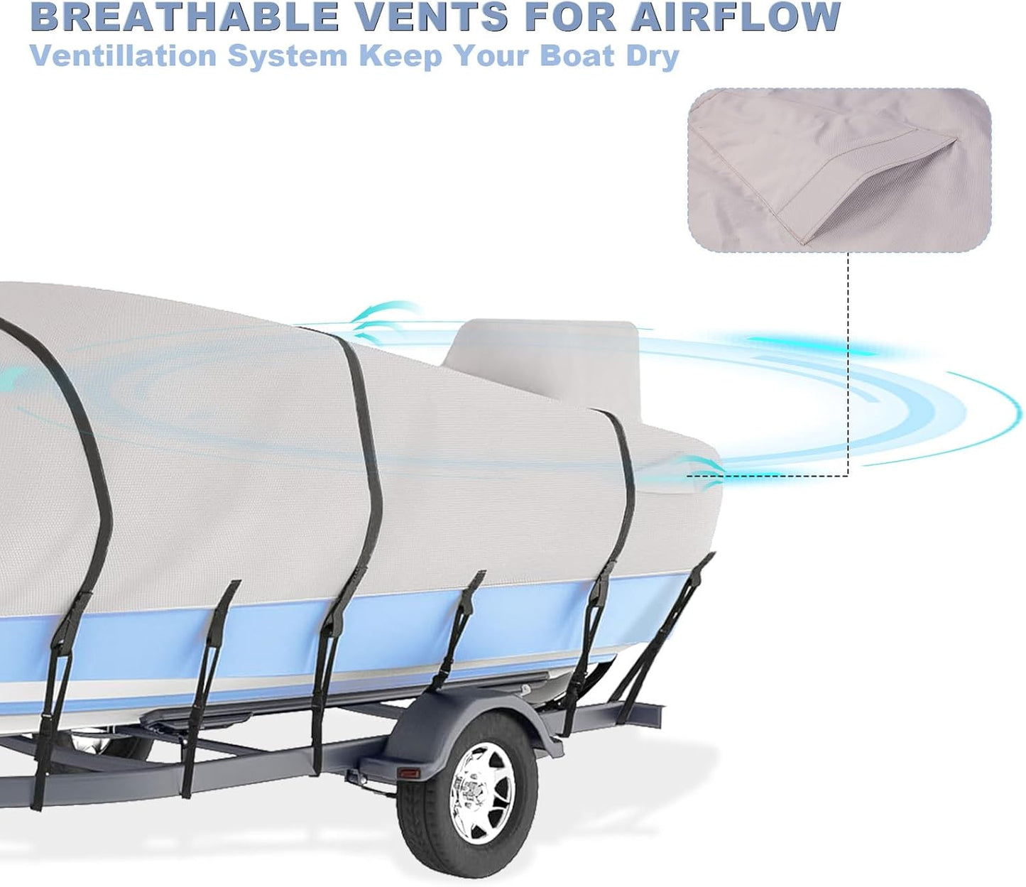 Waterproof 17'-19' Boat Cover, 800D UV-Resistant Marine Fabric for Bass, Tri-Hull, V-Hull Boats