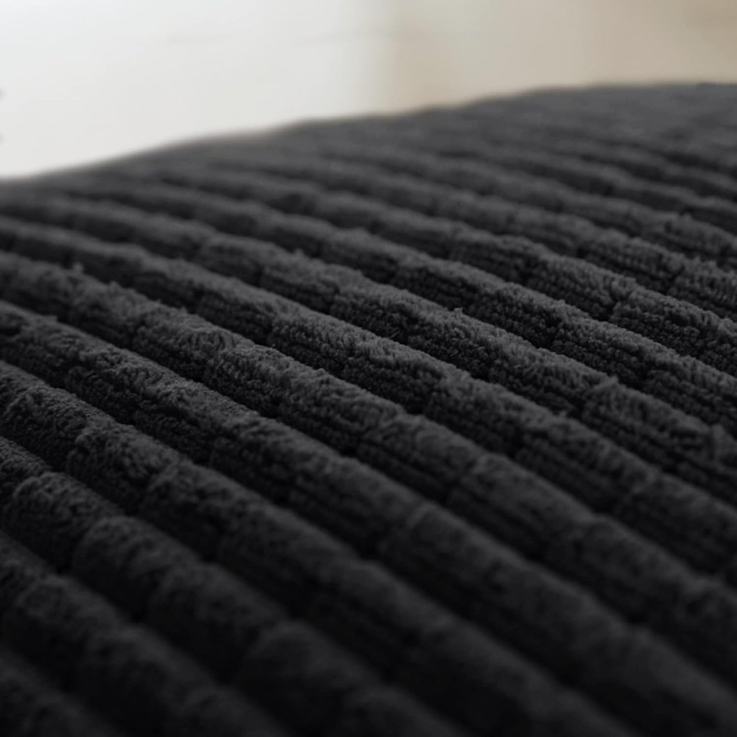 Black Corduroy Throw Pillow Covers for Fall, Striped Design - Set of 2 (18x18 Inch)