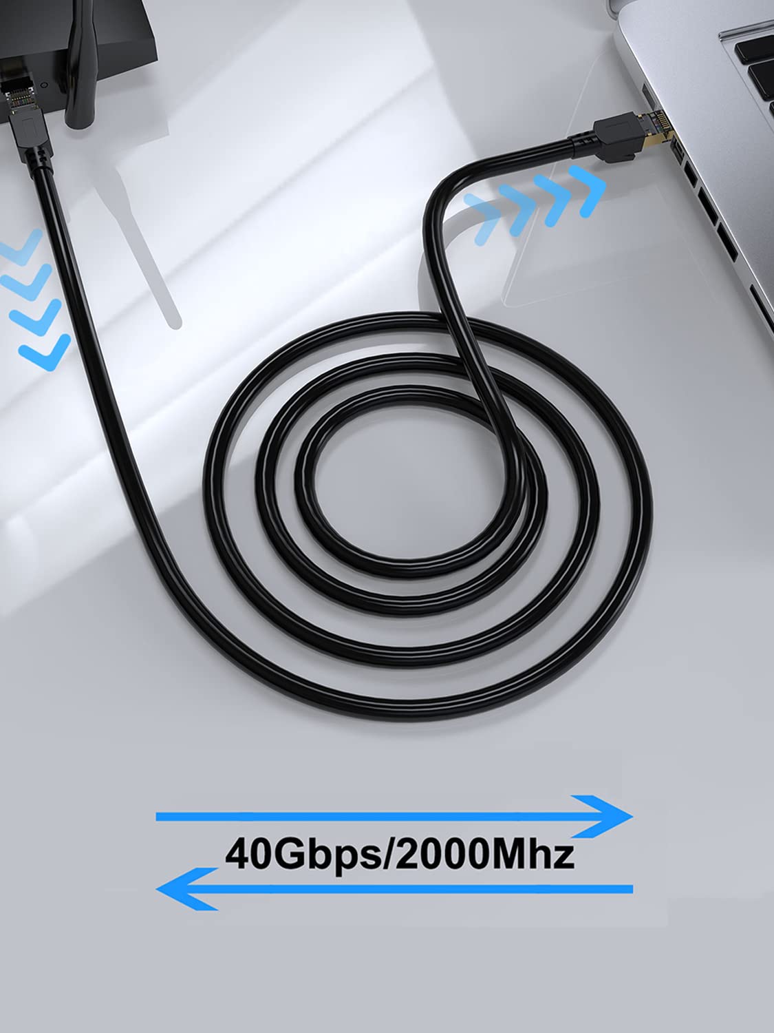 High-Speed 10 ft Cat 8 Ethernet Cable, 40Gbps - Ultimate Online Experience