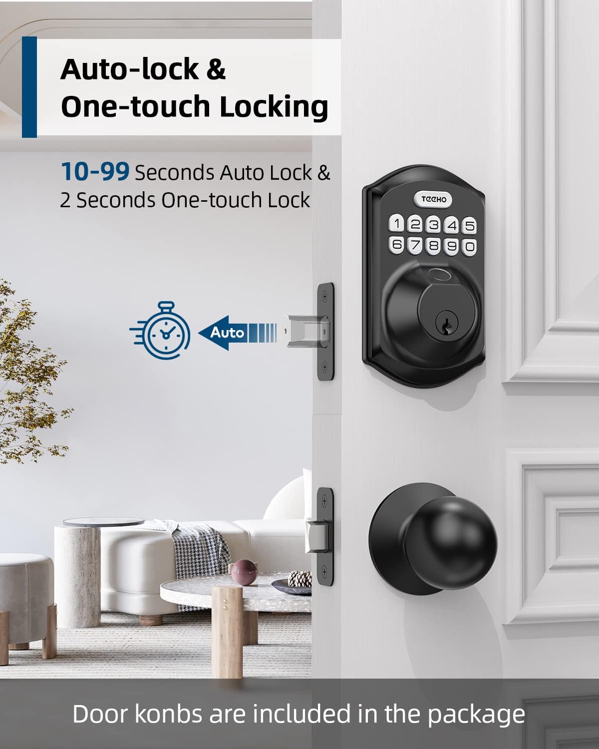Advanced Fingerprint Keyless Entry Door Lock with Keypad Deadbolt - Secure & Easy Install, Matte Black