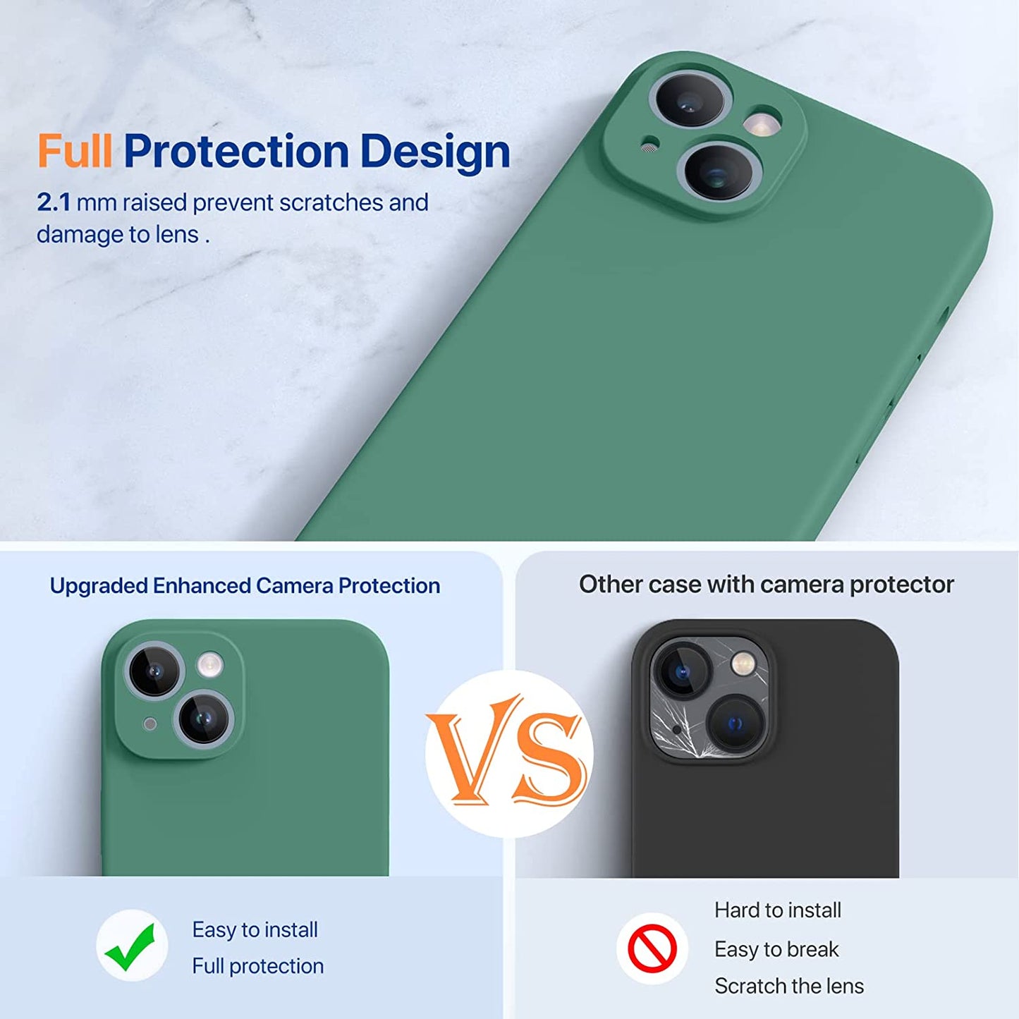 6.1" iPhone 14 Liquid Silicone Case w/ Microfiber Lining & Screen Protector