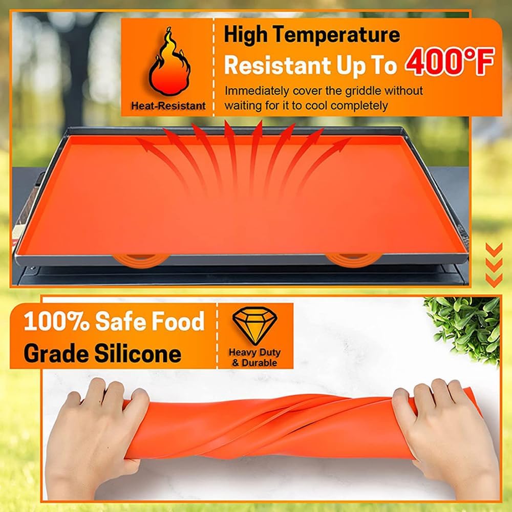 Silicone Griddle Mat for Blackstone Grills, 36-Inch, Orange - Heavy Duty & Non-Stick