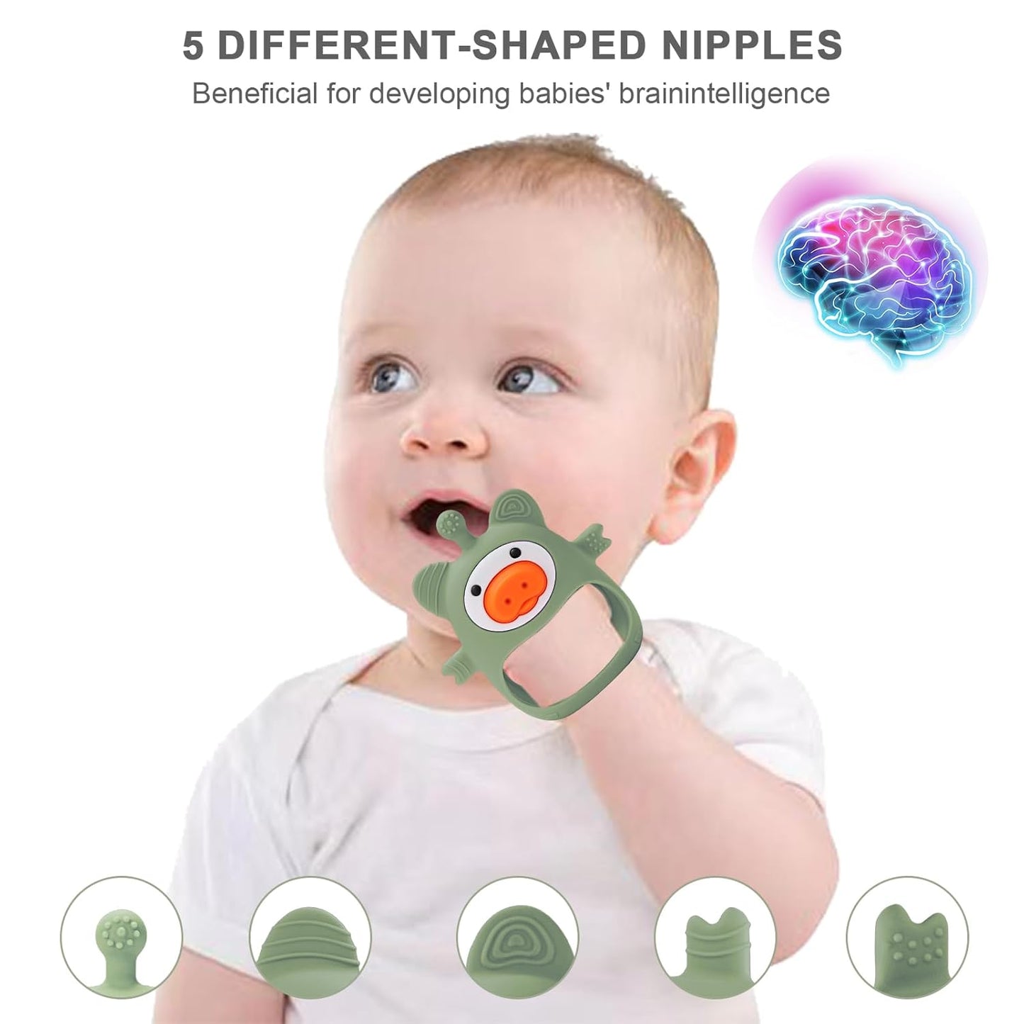 Purple Pig Baby Teether - Silicone Toys for Infants 0-6 Months, BPA Free