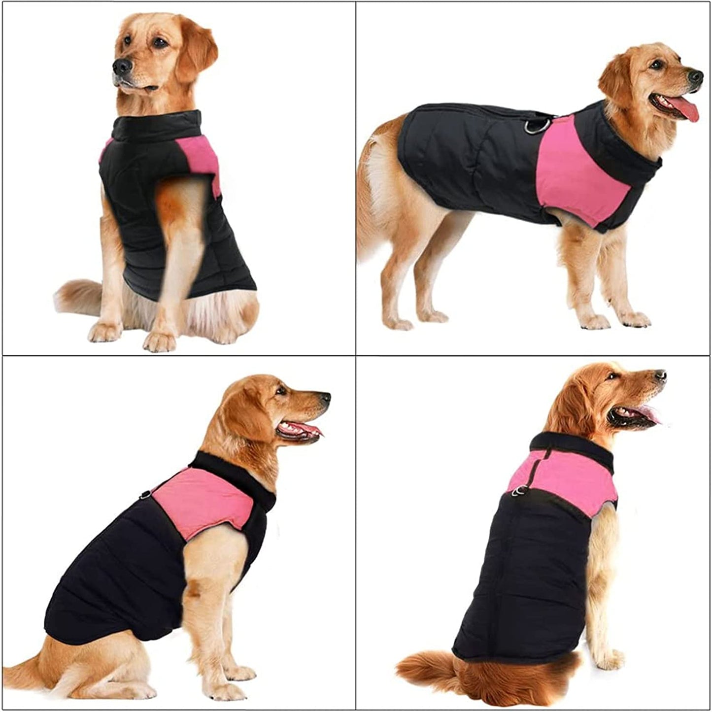 Size M Black/Pink Dog/Cat Cold Weather Coat/Jacket/Vest w/ Leash