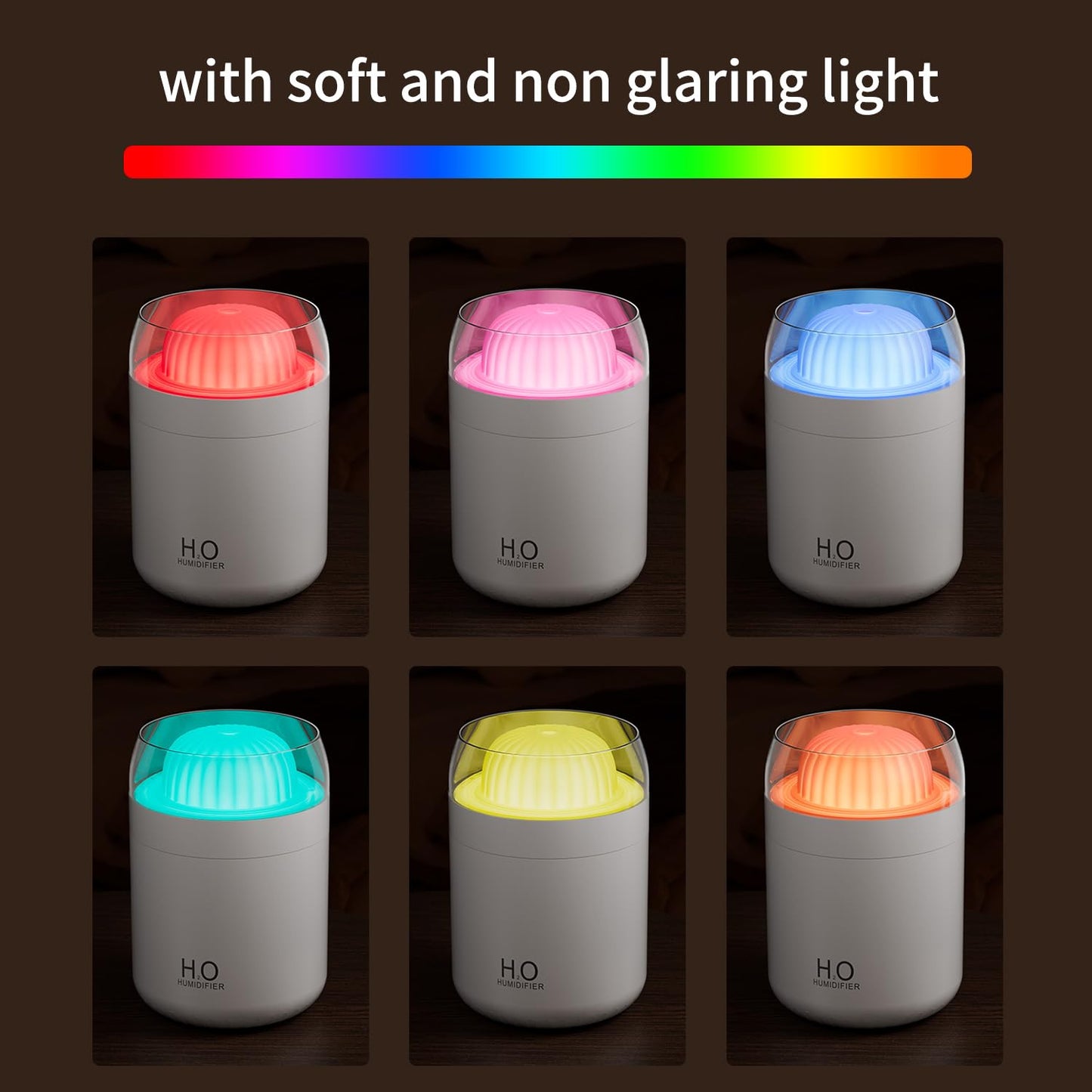 Cactus Mini Humidifier - 500ml Cool Mist Desk Humidifier with Night Light & Auto Shut-Off