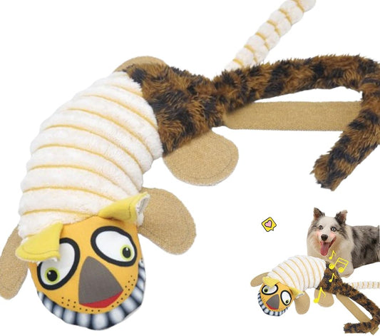 Leopard Stuffed Squeaky Dog Toy for Indoor Play and Anxiety Relief