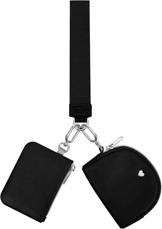 Two-Piece Wristlet Wallet Set for Women - Square & Semi-Circle Pouches