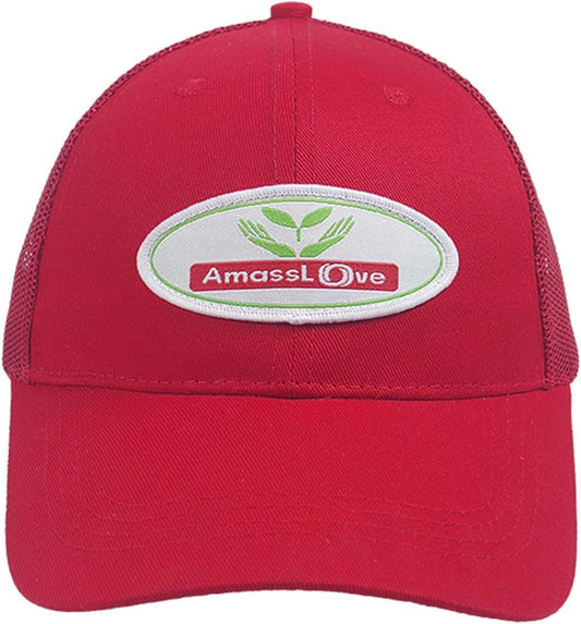 Red Amasslove Trucker Hat with Breathable Mesh Back for Men and Women - Snapback Design