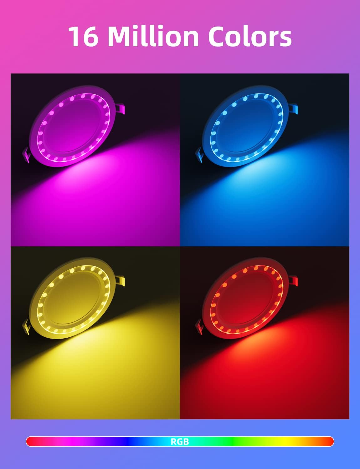 Explore Versatile 4-Pack 6 Inch Smart Recessed Lighting with RGBWW and Multi-Control