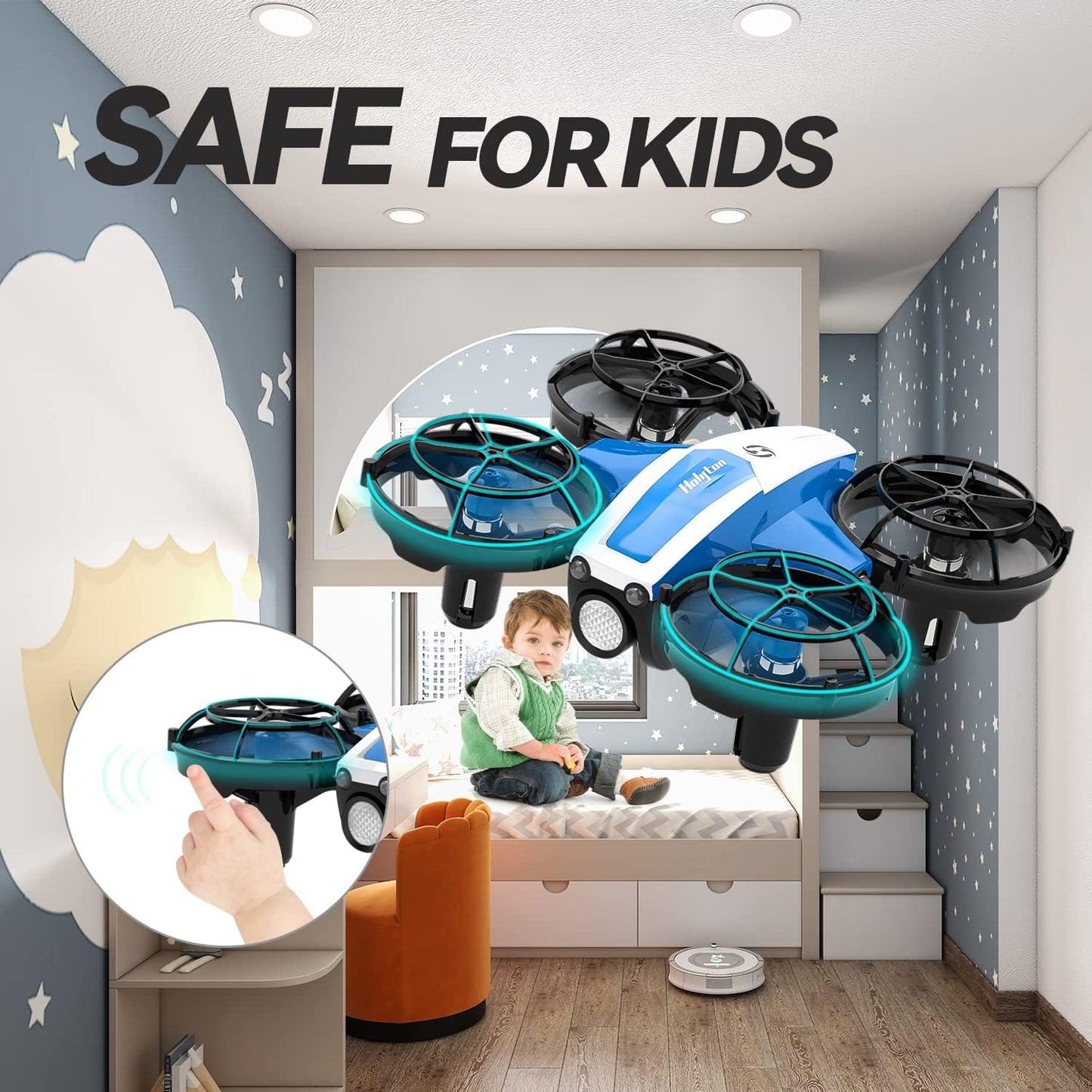 Blue Mini Drone for Kids - Remote Control Quadcopter with 21 Min Flight Time