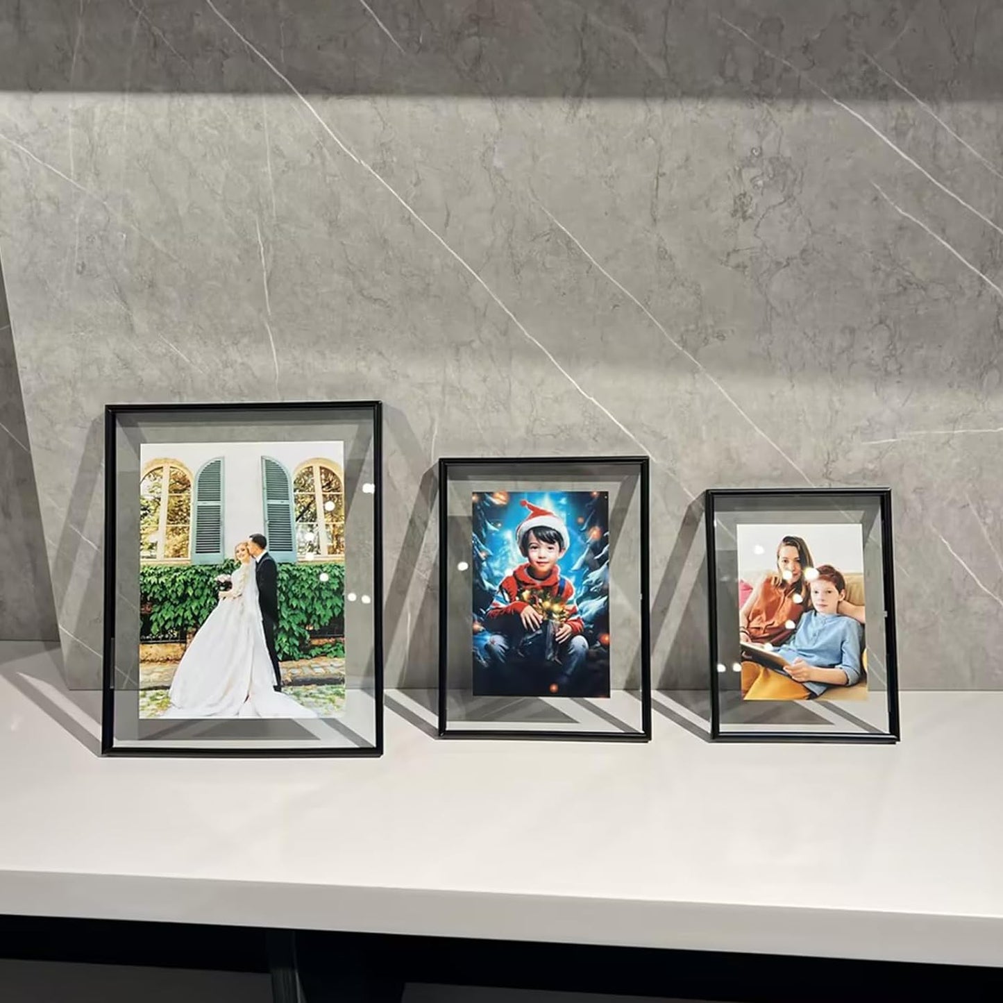 Black Floating Frame Set for Photos (5"x7") - Ideal for Home, Weddings, Festivals