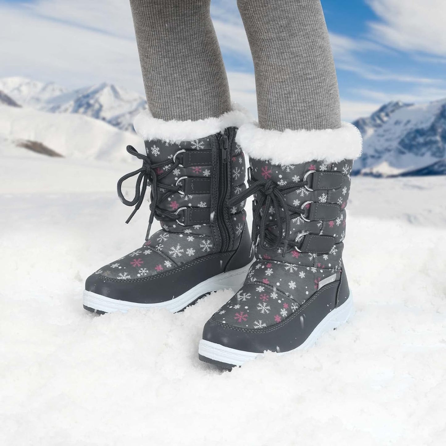 Insulated Fur Winter Snow Boots for Little Kids - Size 1 Warm & Stylish