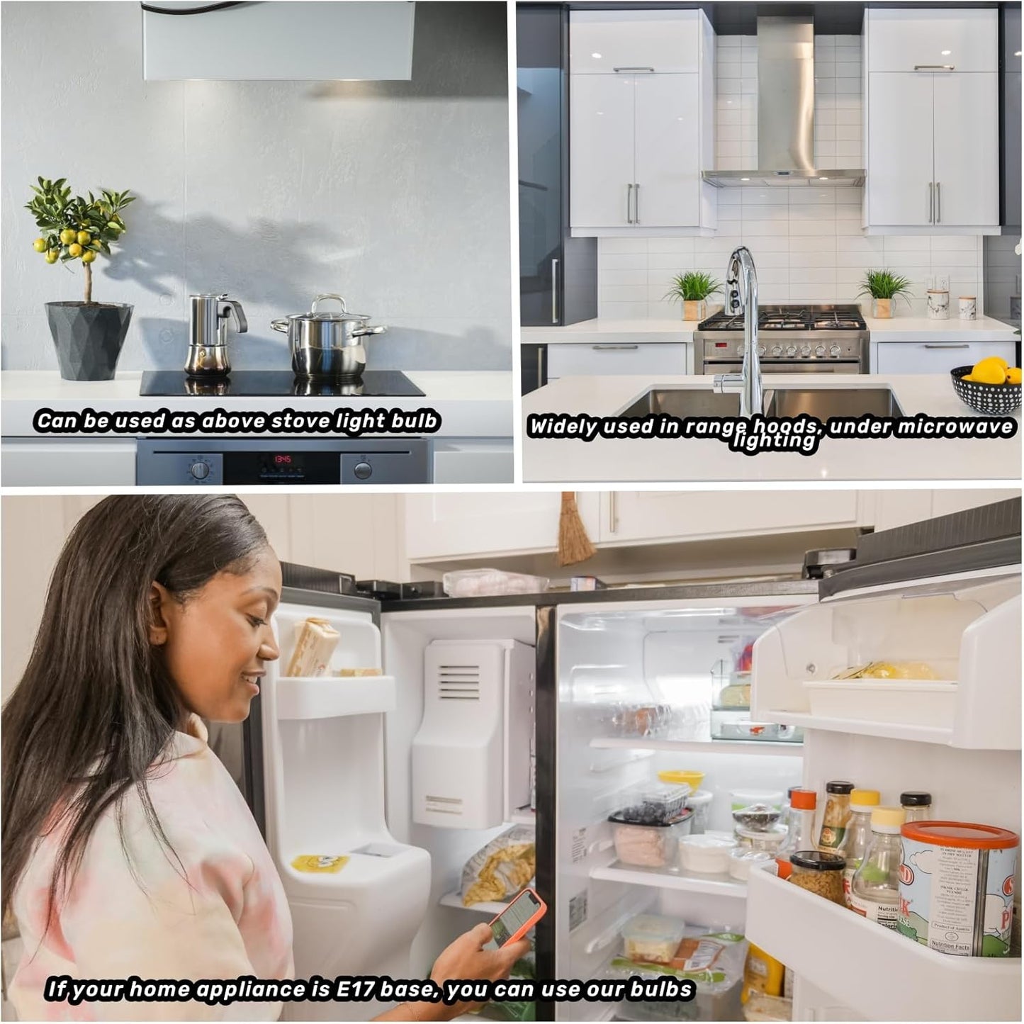 Upgrade Your Microwave Lighting with 40W Equivalent LED Bulbs for Under Hood, E17 Base - Energy Efficient, 5000K Daylight, 2 Pack