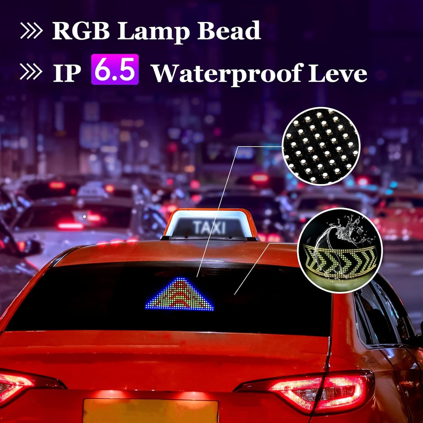 Maximize Your Message: 6.7"x2.8" Bluetooth-Controlled LED Car Sign for Uber/Lyft - Customize with App
