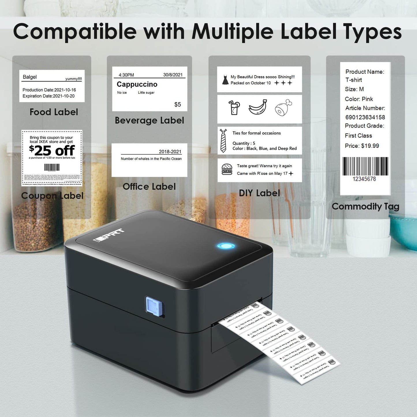 Bluetooth Label Printer for Small Business - Fast Thermal Printing, Supports Multiple Devices