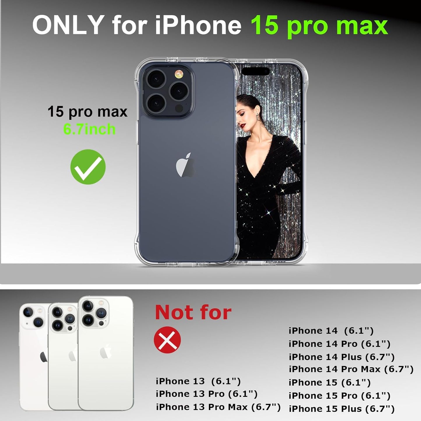 Phone 15 Pro Max 6.7 Inch Case with Stand and Hang Modes, Clear TPU Cover