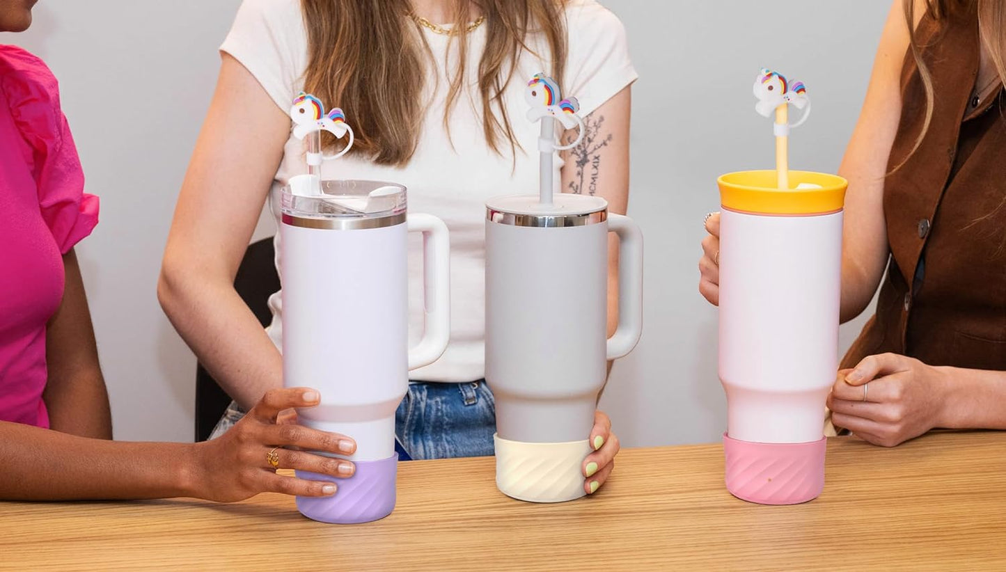 Adorable Unicorn Silicone Straw Topper for Stanley 30 & 40 Oz - BPA Free, Portable, Perfect for Outdoor Activities