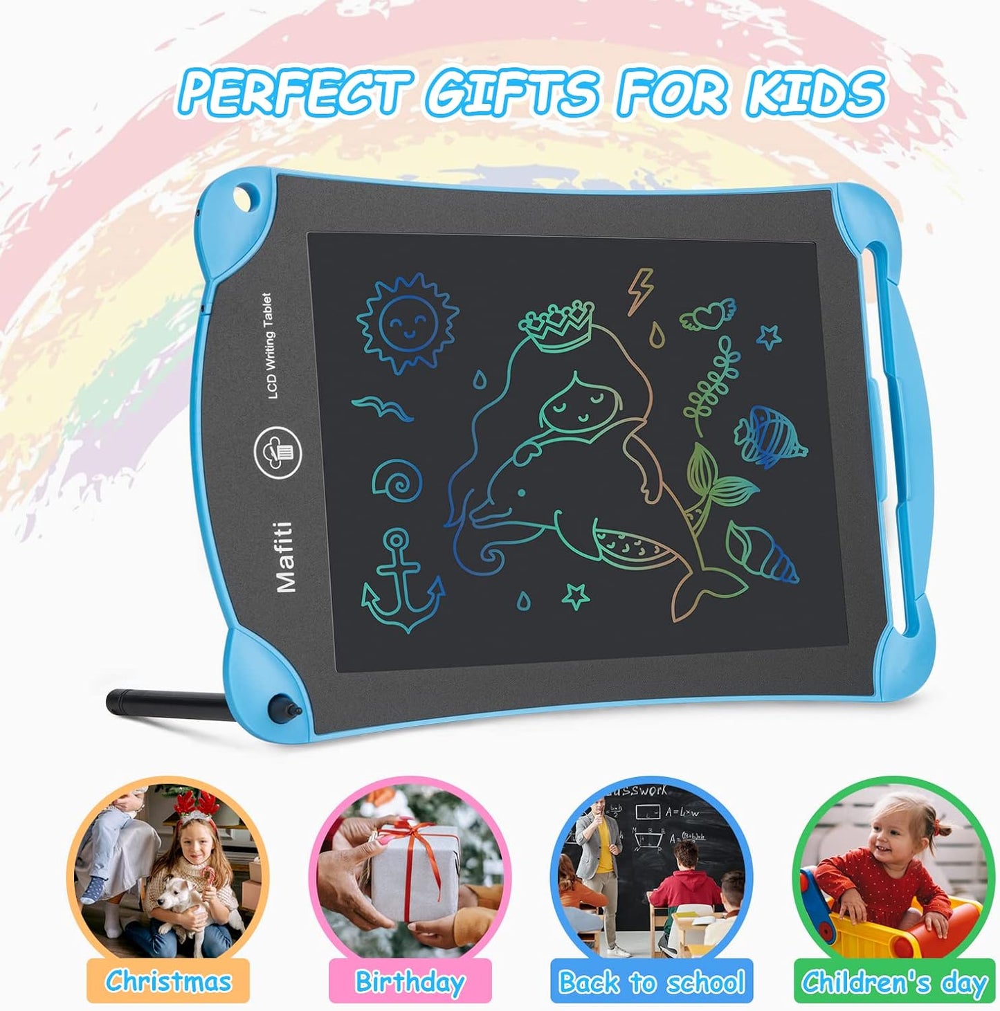 Colorful 8.5 Inch LCD Writing Tablet for Kids - Electronic Doodle Drawing Board, Blue