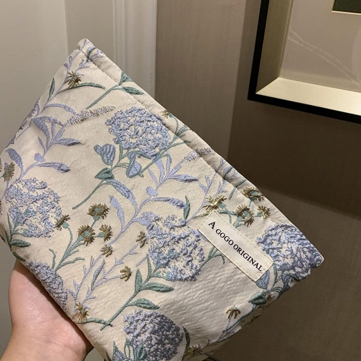 Stylish Women's Canvas Makeup Bag - Large Capacity, Travel-Friendly, Dandelion Blue Design