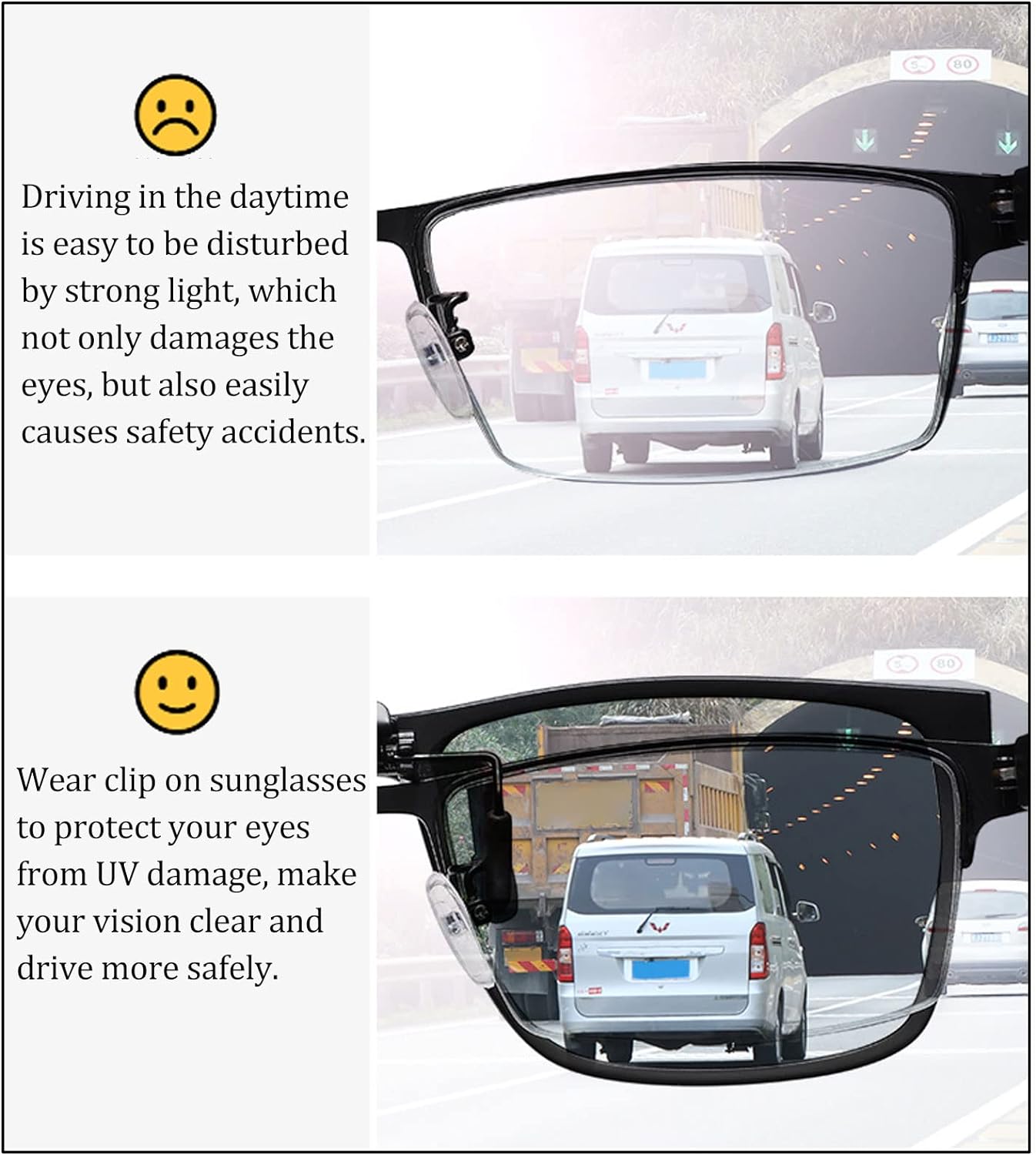 Polarized Clip-On Sunglasses for Over Prescription Glasses, UV400, Flip-Up, Black - Ideal for Driving & Outdoor Sports