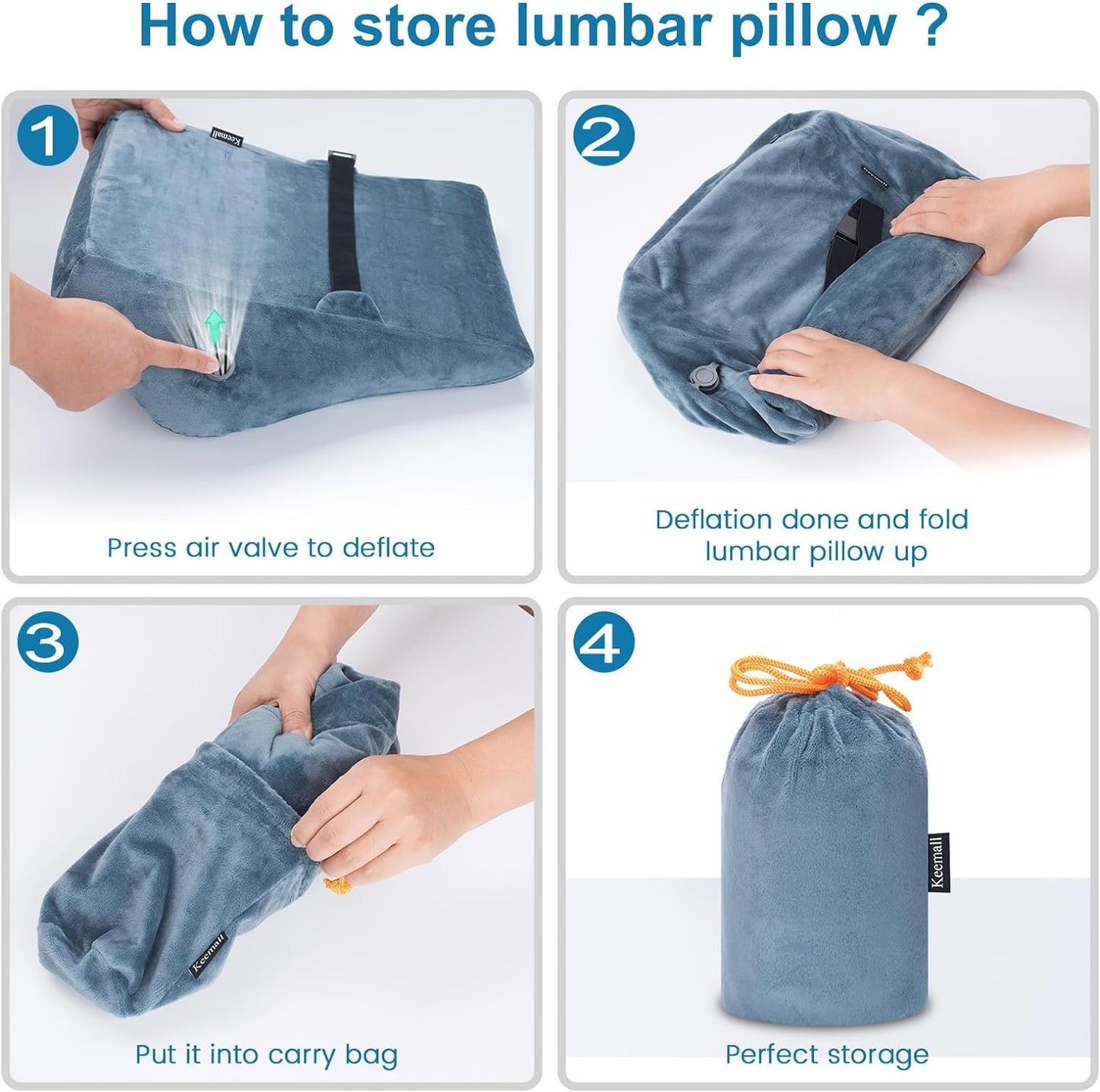 Inflatable Lumbar Pillow Cushion for Office, Car, and Home Use