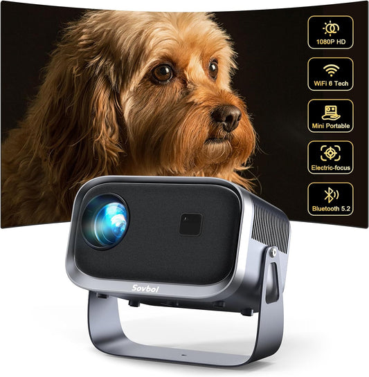 Compact 1080P WiFi and Bluetooth Ceiling Projector VB6 Pro with Electric Focus