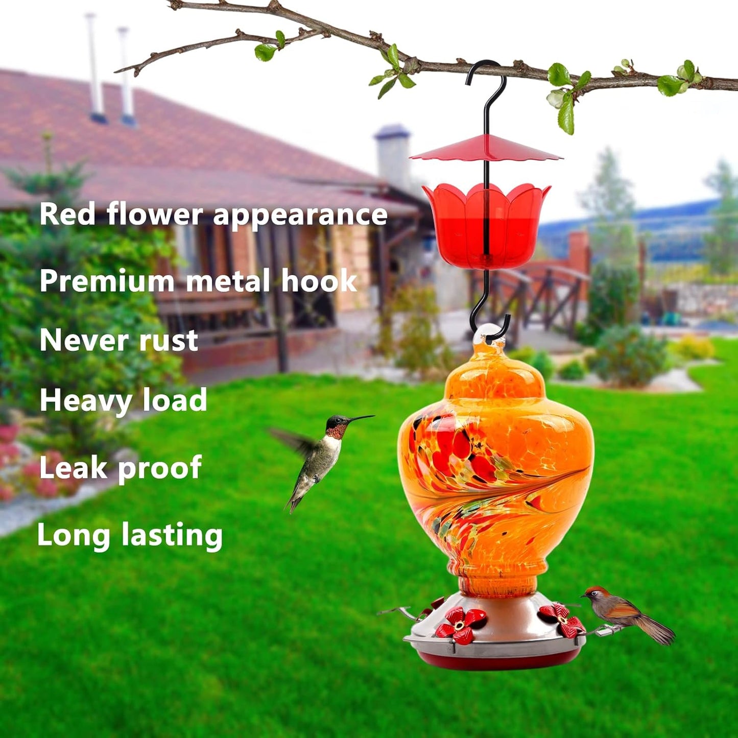 Extra Large Hummingbird Feeder Ant Trap with Umbrella Cover and Cleaning Brush - Garden Decor Accessory