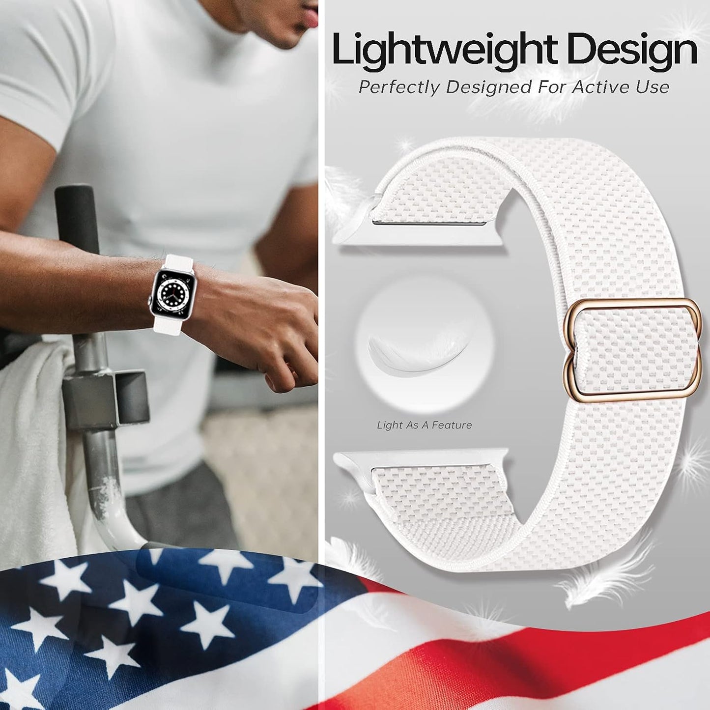 3 Pack Stretchy Solo Loop Apple Watch Bands: Nylon, Elastic, for 42mm-45mm Models