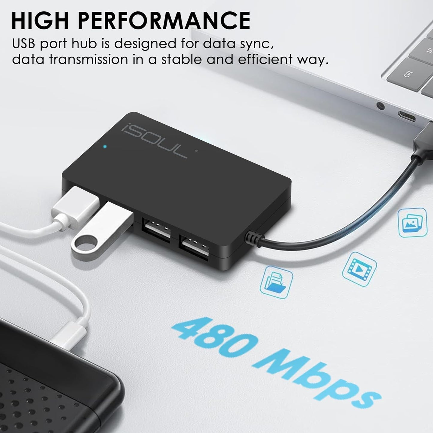 Maximize Your USB Connectivity: 4-Port USB 2.0 Hub for PCs and Gaming Consoles
