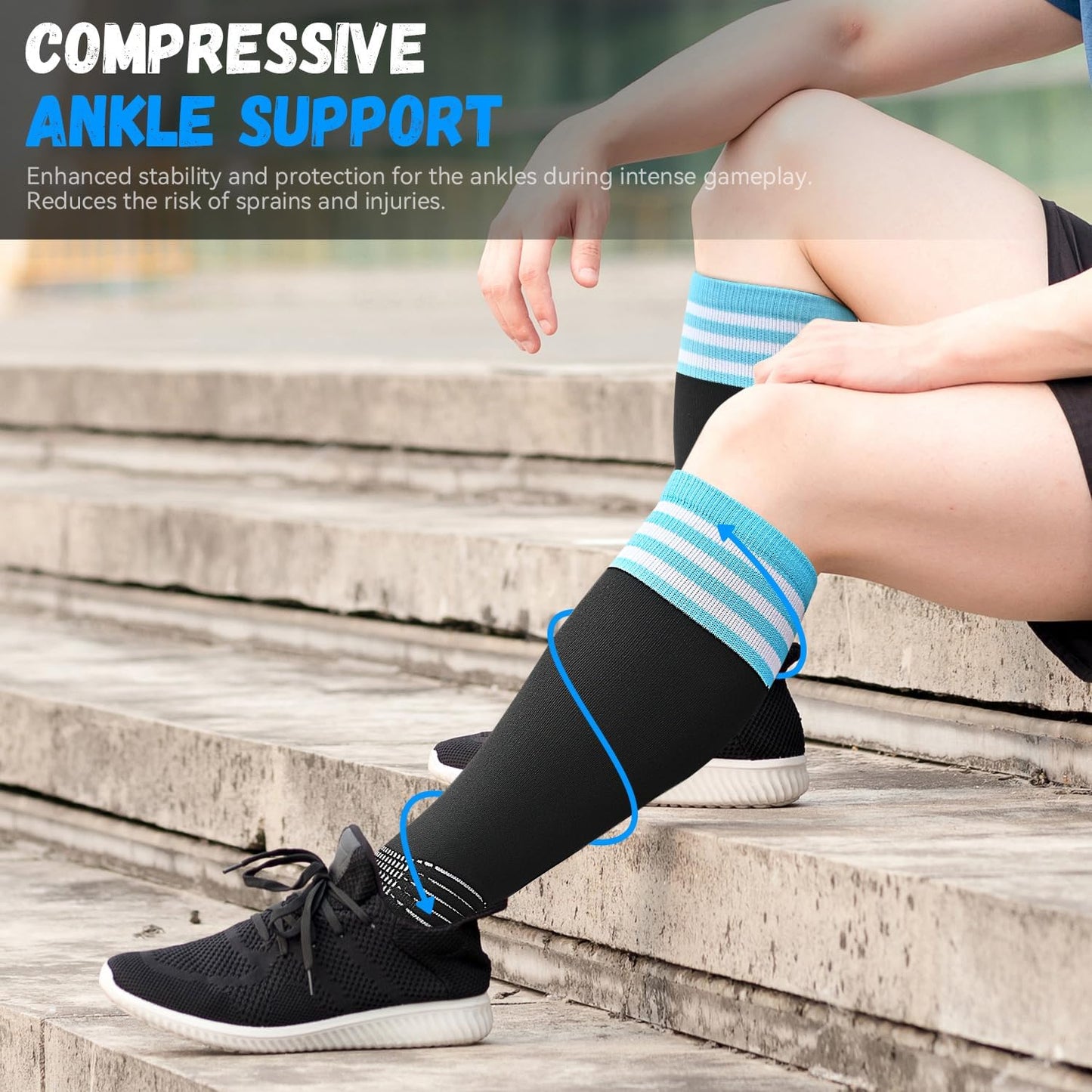 Boost Your Game: Compressive Extra Small Soccer Socks with Coolmax Moisture Control and Ankle Support