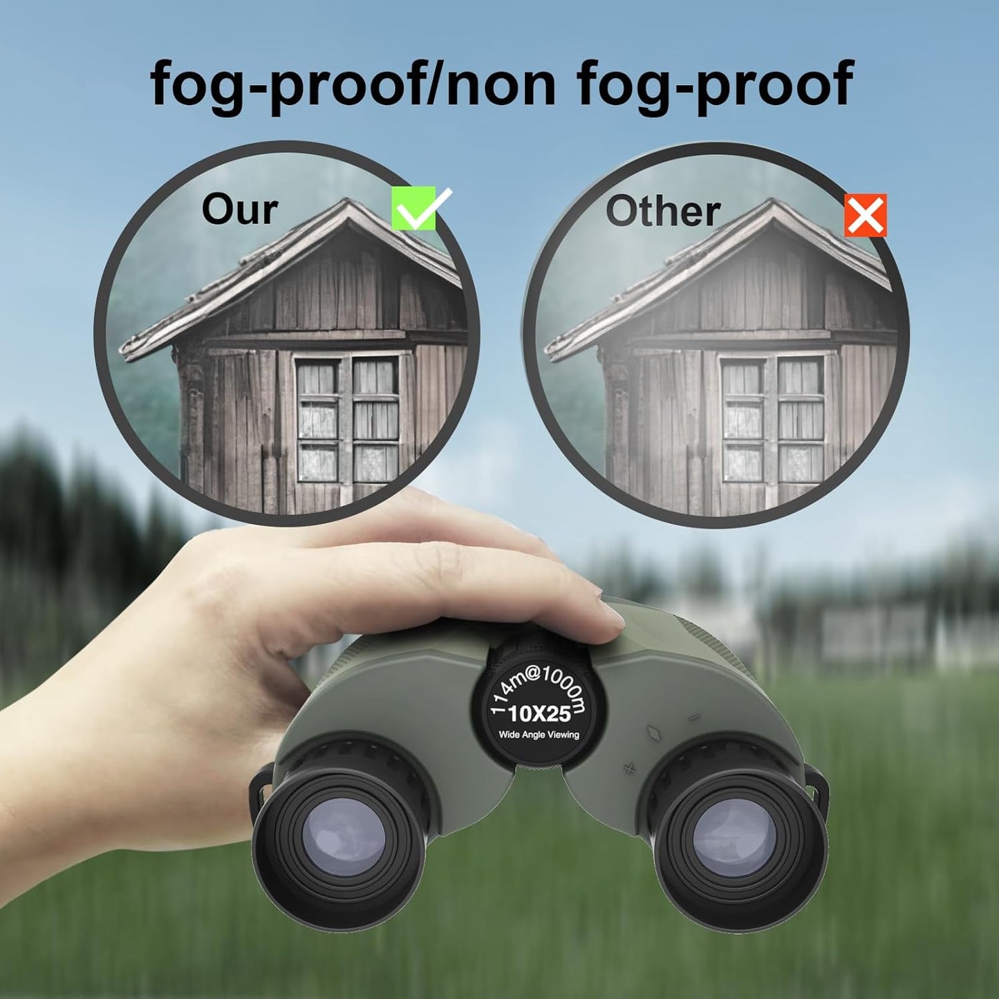 12x25 Mini Binoculars for Hunting, Birding & Outdoor Adventures