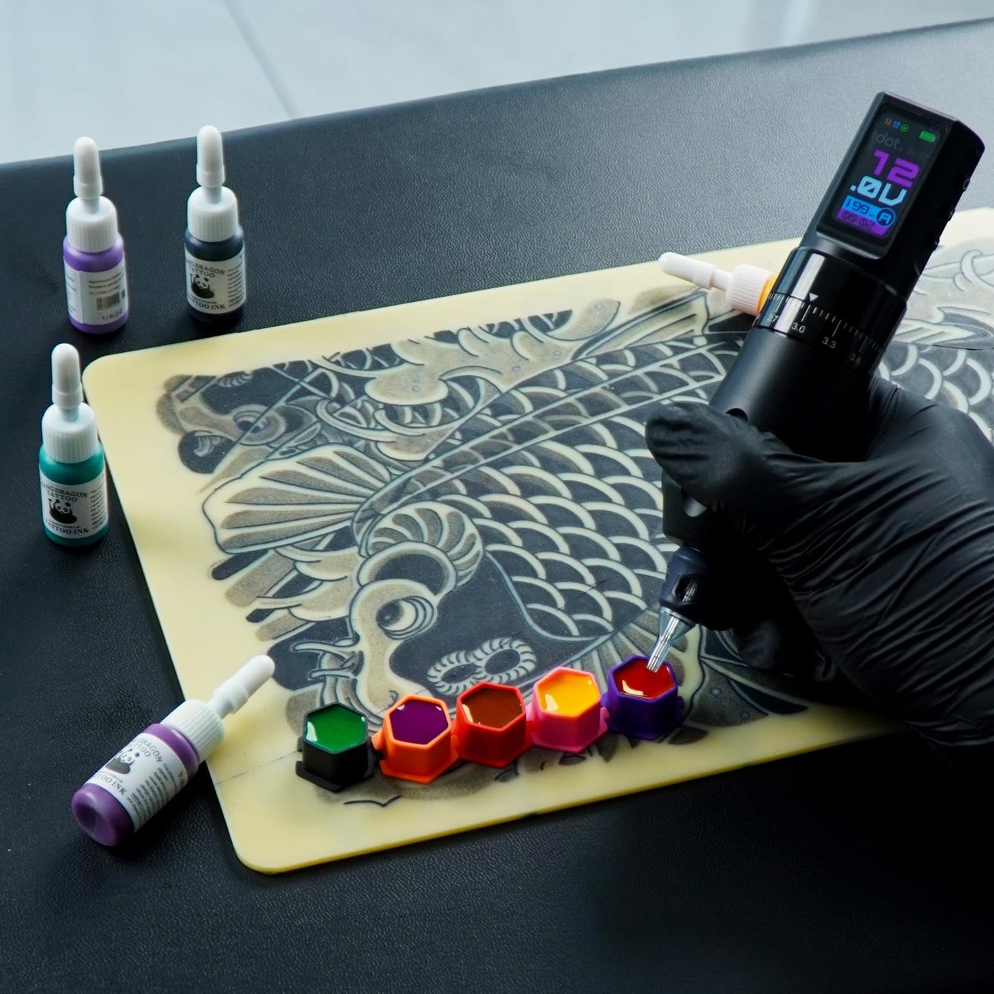 Complete Wireless Tattoo Gun Kit with Rotary Pen, 7 Adjustable Strokes, 1800mAh Battery, and 20 Cartridge Needles