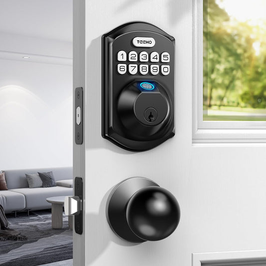 Advanced Fingerprint Keyless Entry Door Lock with Keypad Deadbolt - Secure & Easy Install, Matte Black