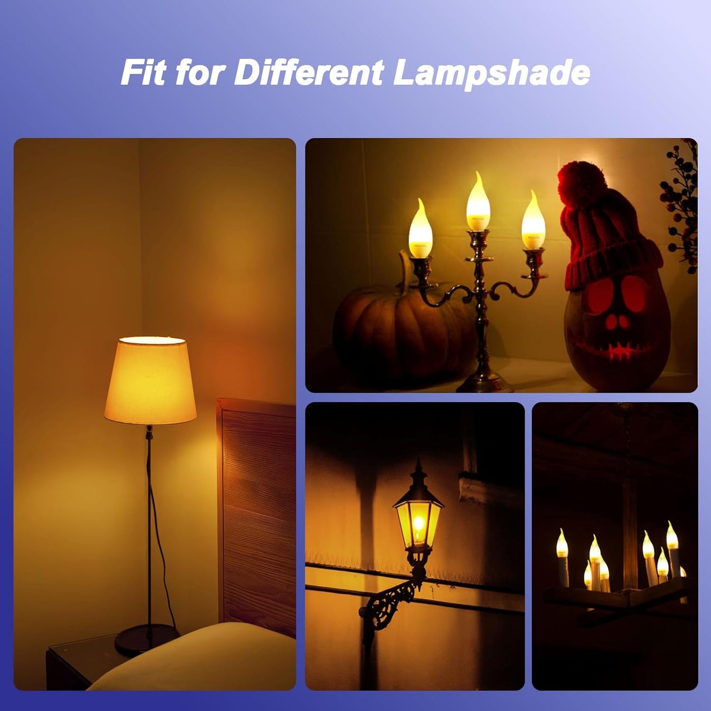 Enhance Your Home with a 6-Pack of 3-Mode E12 Flame LED Light Bulbs for Indoor & Outdoor Decor