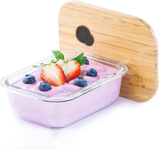 13oz Leakproof & Plastic Free Clear Glass Meal Prep Container w/ Bamboo Lid