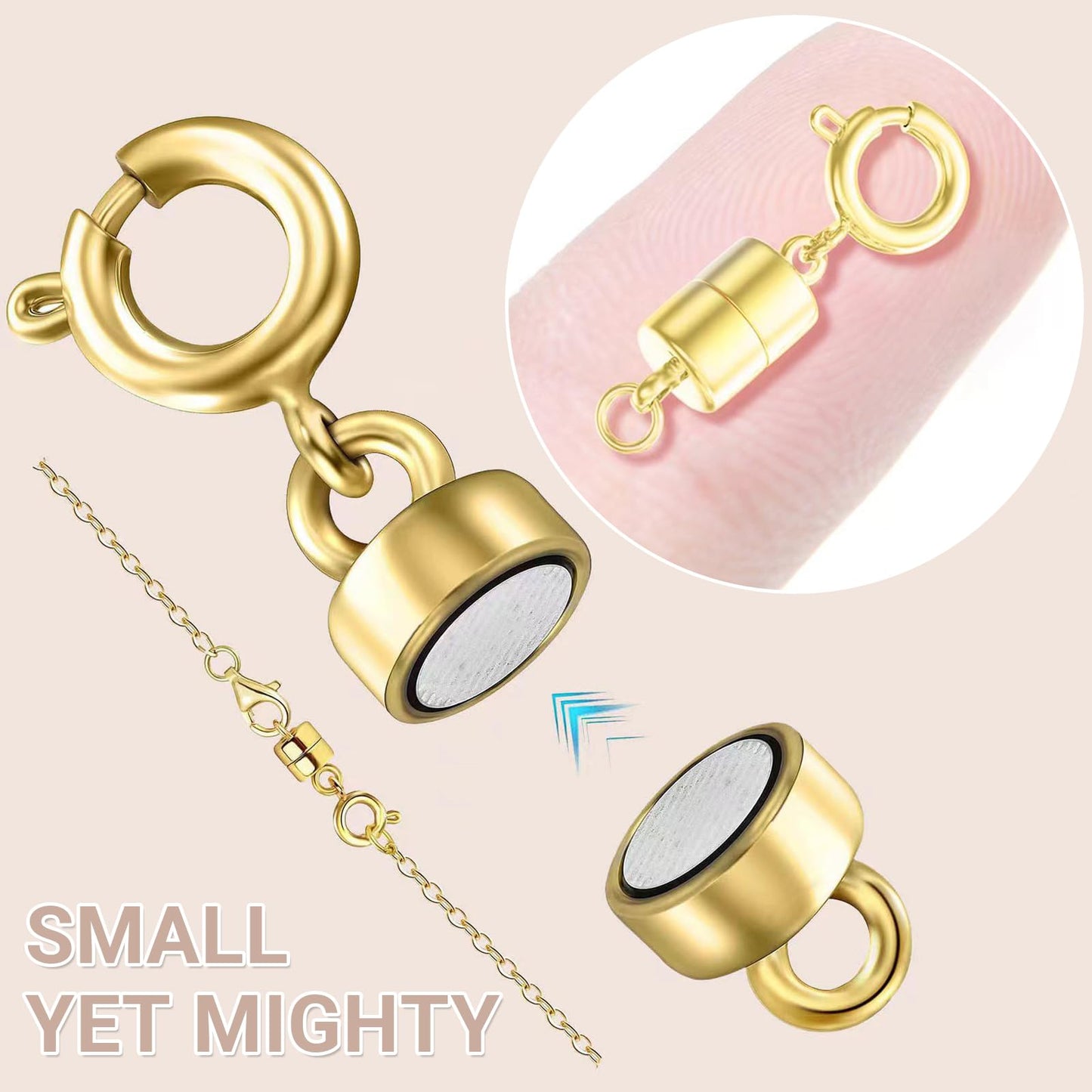 Strong Magnetic Necklace Clasps and Closures, Gold and Silver Plated Jewelry Clasp Converters for Bracelets, Necklaces, and Chains, 2-Piece Set