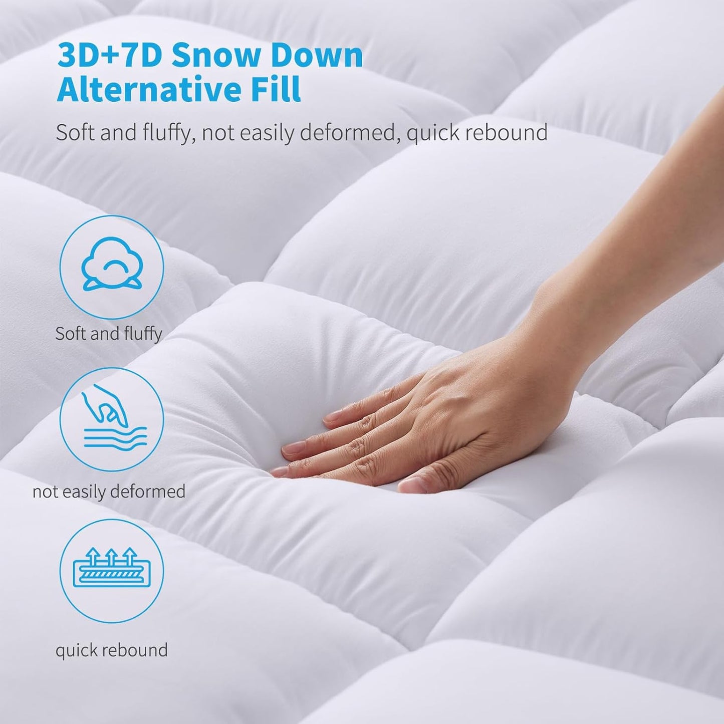 Full Size Mattress Topper Set with Flat Sheet & Pillowcases for Enhanced Comfort - Fits 8-21 Inch Deep Mattresses