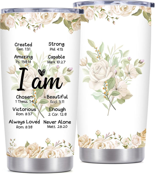 Inspirational Christian Gifts for Women: Perfect for Birthdays, Holidays, and More - 20 Oz Stainless Steel Tumbler with Religious Messages