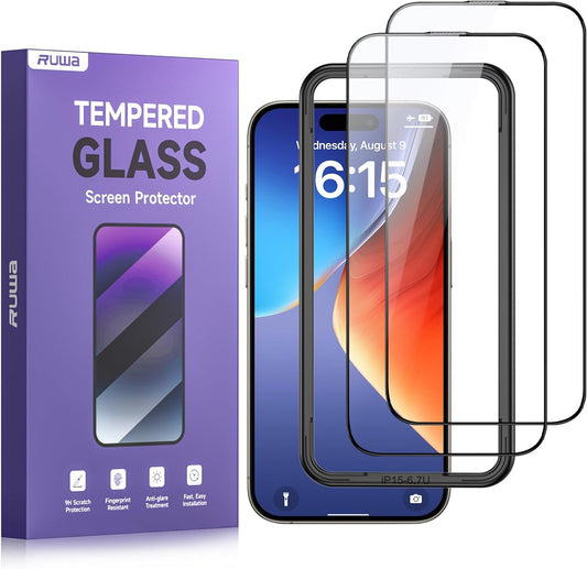 Premium 6.7 Inch Screen Protector for iPhone 15 Pro Max: 2-Pack Tempered Glass, Full Coverage, Anti-Scratch