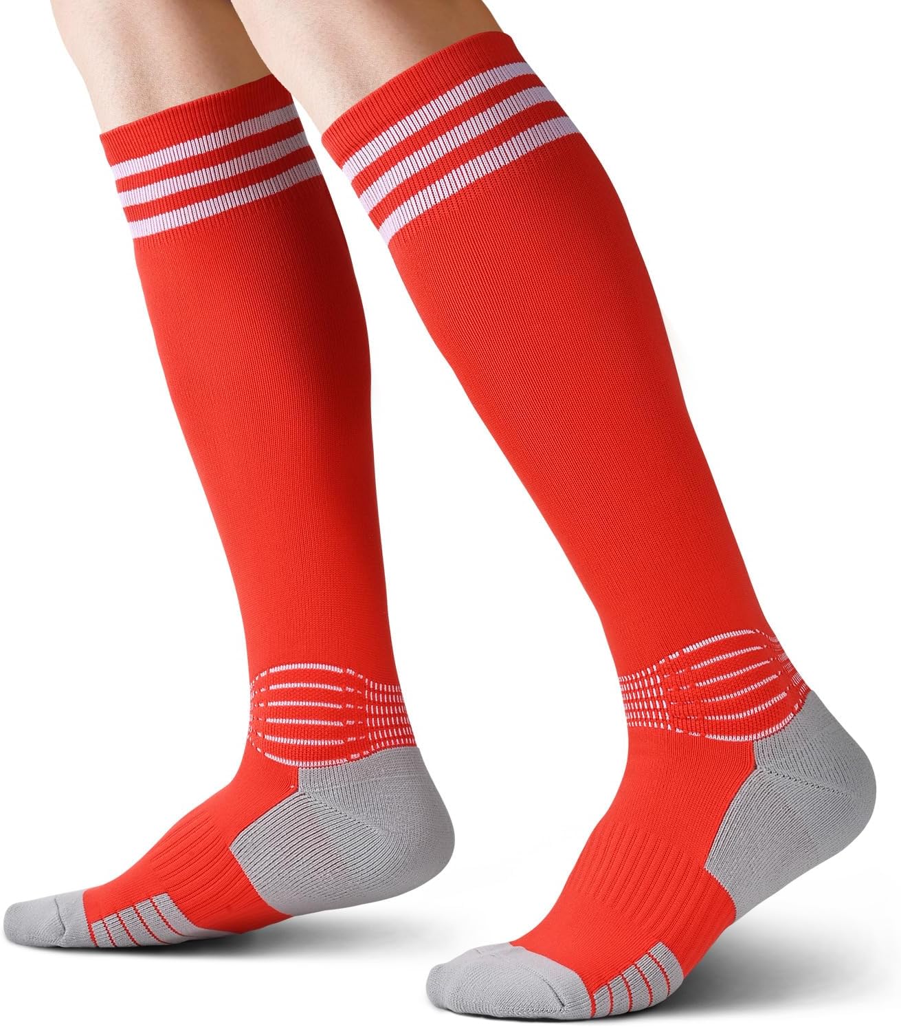 Boost Your Game: Compressive Large Soccer Socks with Coolmax Moisture Control and Ankle Support