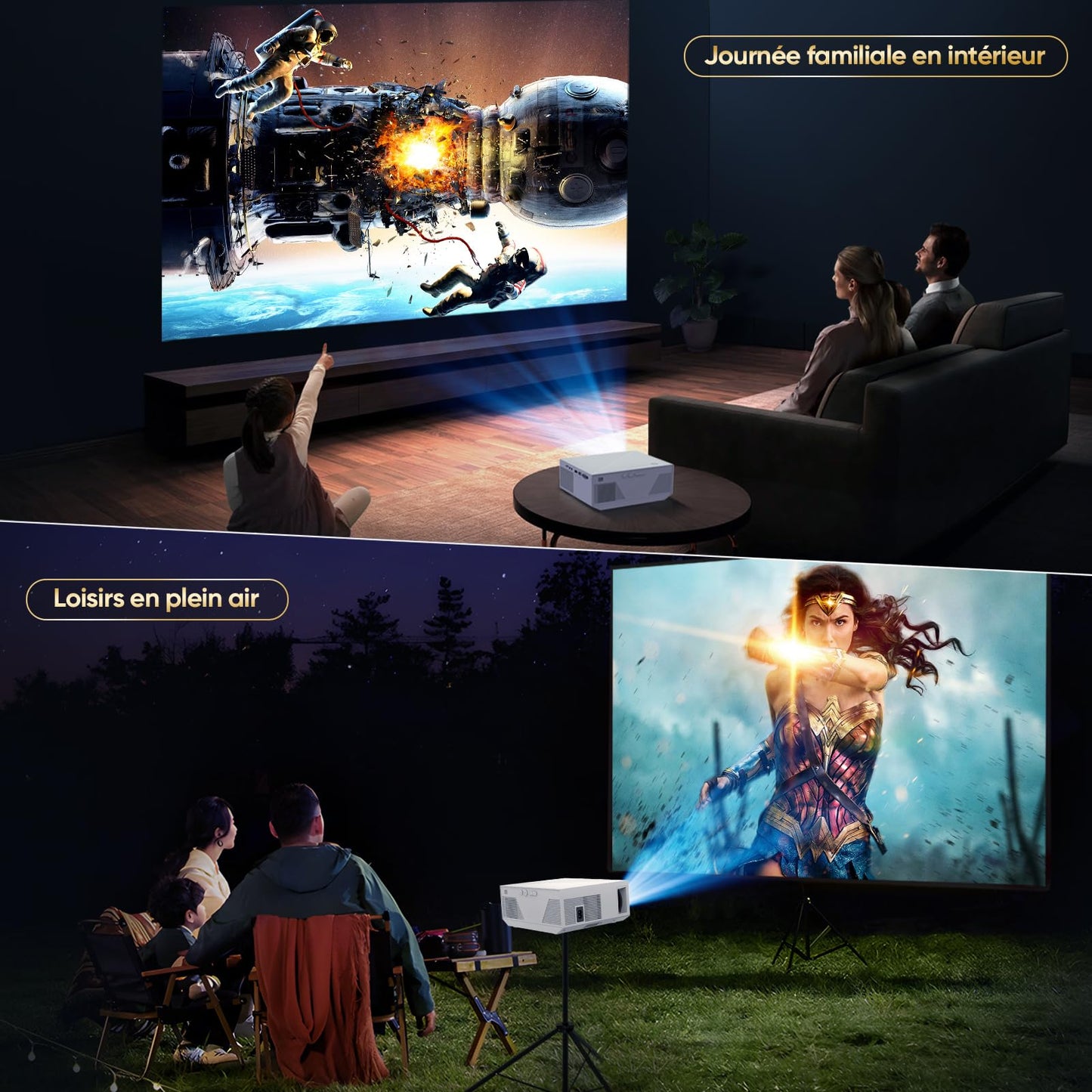 Mini Projector with WiFi and Bluetooth, Portable Full HD 1080P Wireless Home Cinema Projector