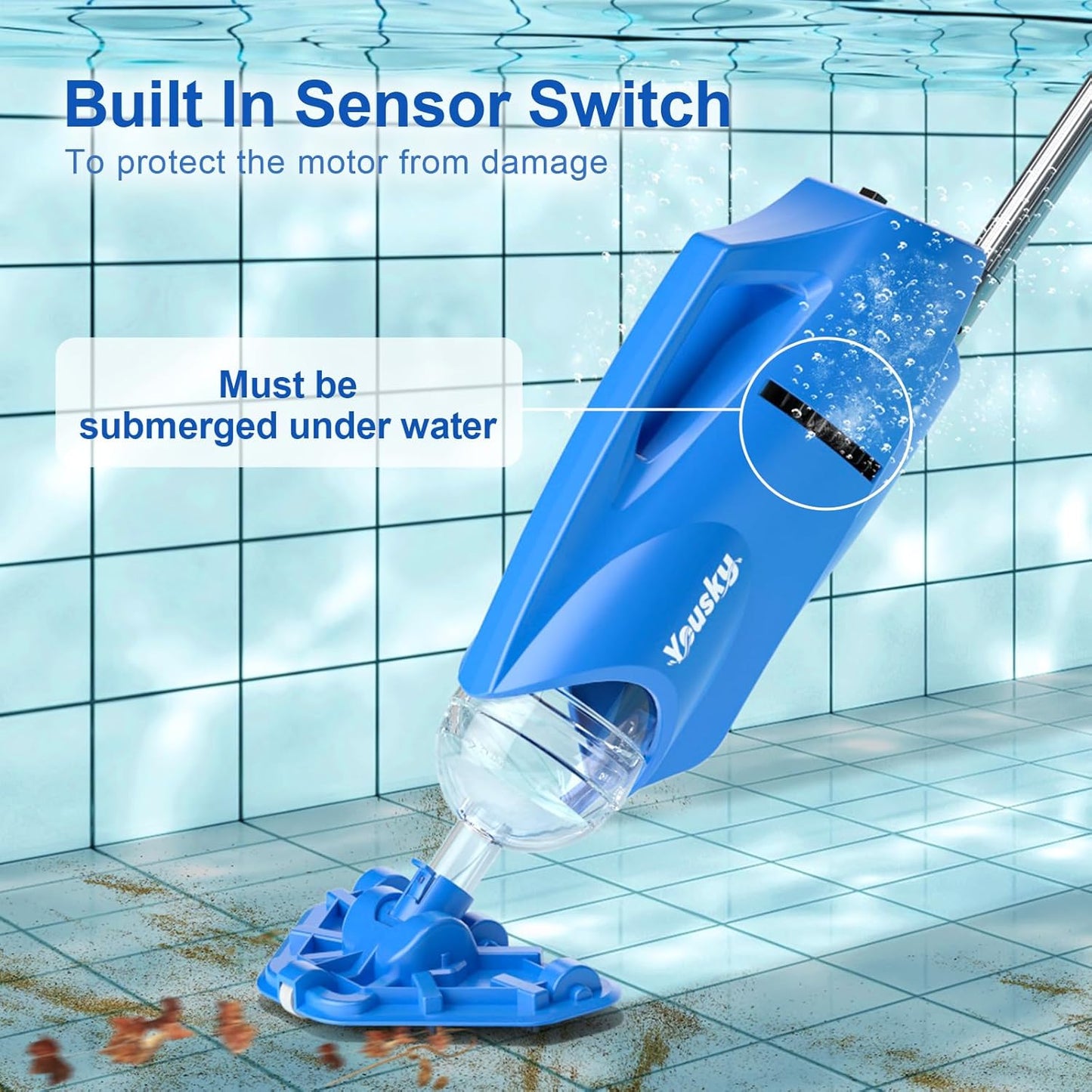 Cordless Handheld Pool Vacuum for Above & Inground Pools with Powerful 18 GPM Suction and Rechargeable Battery