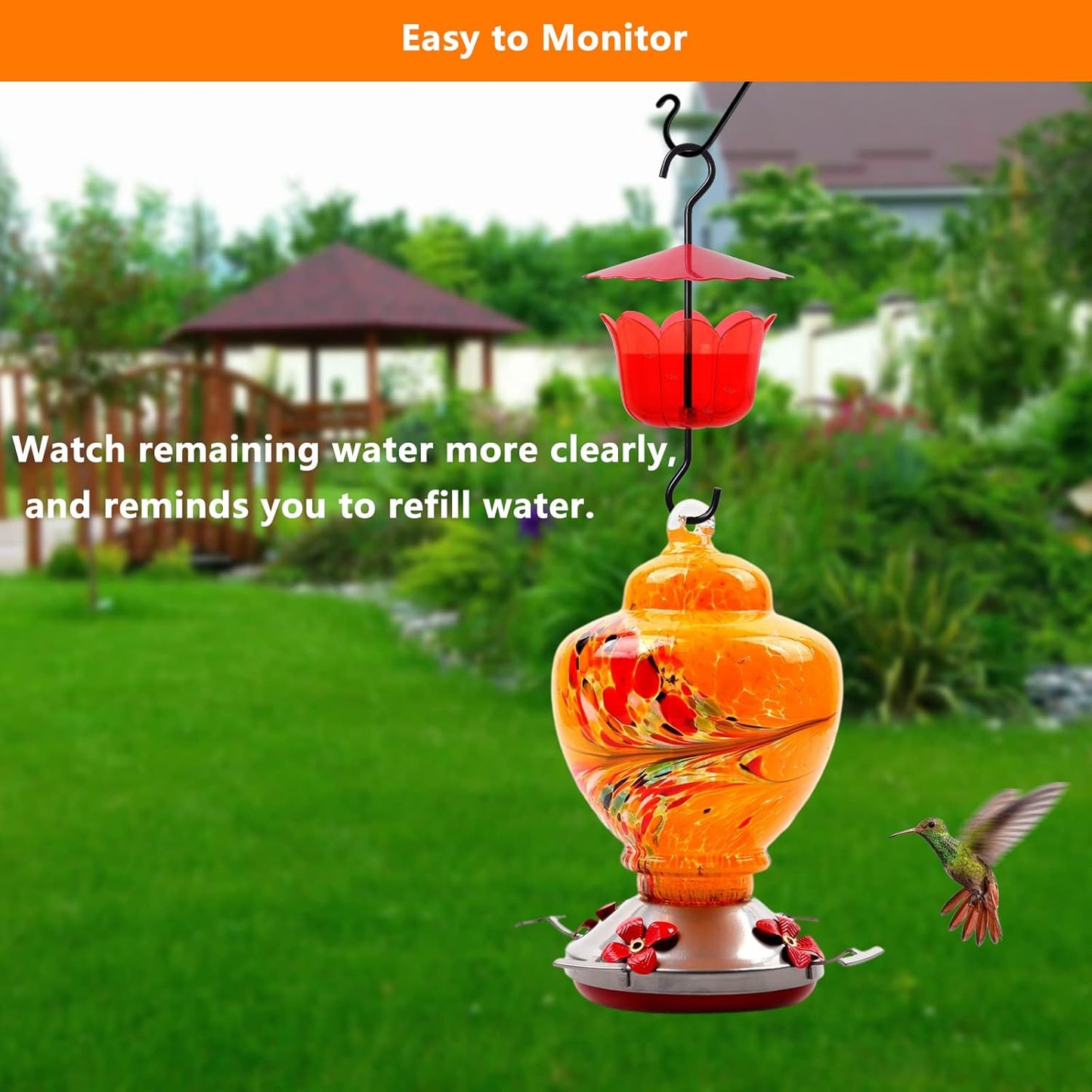Extra Large Hummingbird Feeder Ant Trap with Umbrella Cover and Cleaning Brush - Garden Decor Accessory